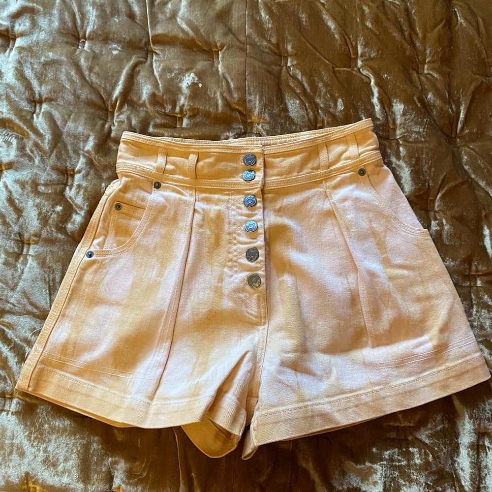 Ulla Johnson Yellow Tie Dye High Waist Shorts with Tailored Fit